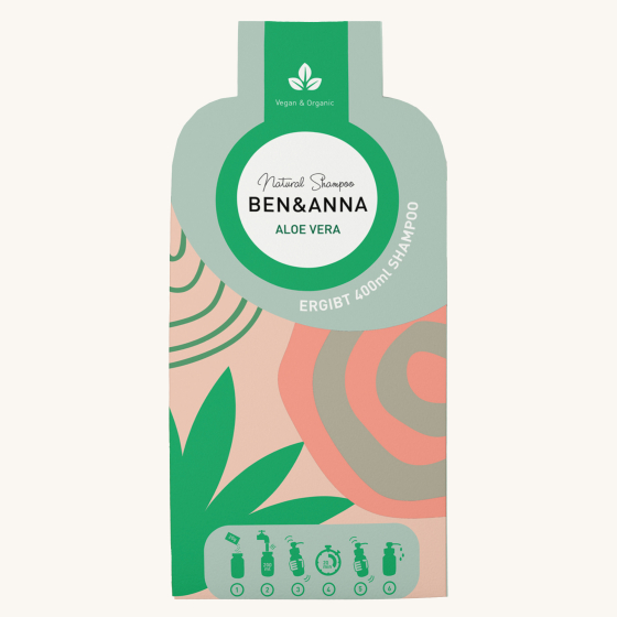 Ben & Anna Shampoo Flakes - Aloe Vera, on a cream background