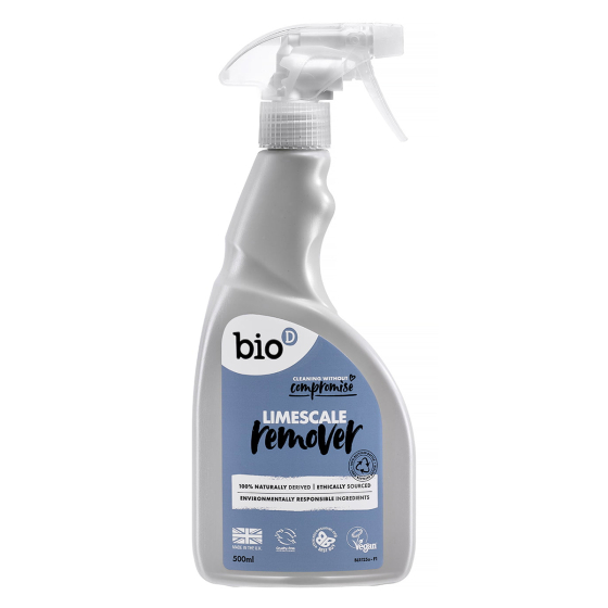 Bio-D 500ml bottle of natural limescale remover on a white background