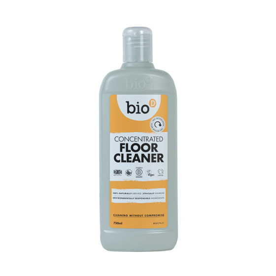 Bio-D Natural Floor Cleaner in a 100% recycled, 750ml plastic bottle, on a white background