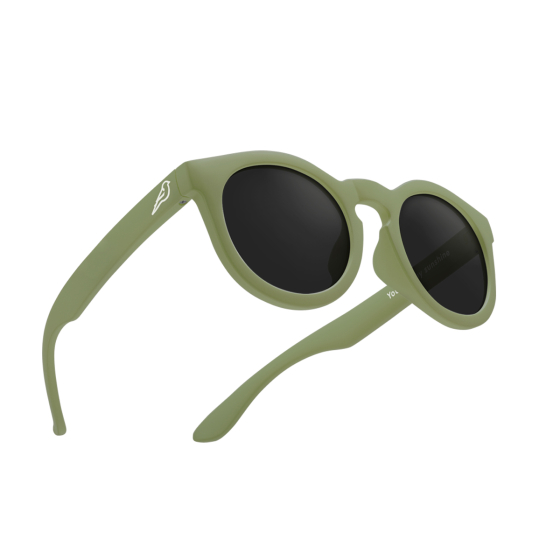 Birds Eyewear kids shatterproof birdie sunglasses in the green colour on a white background