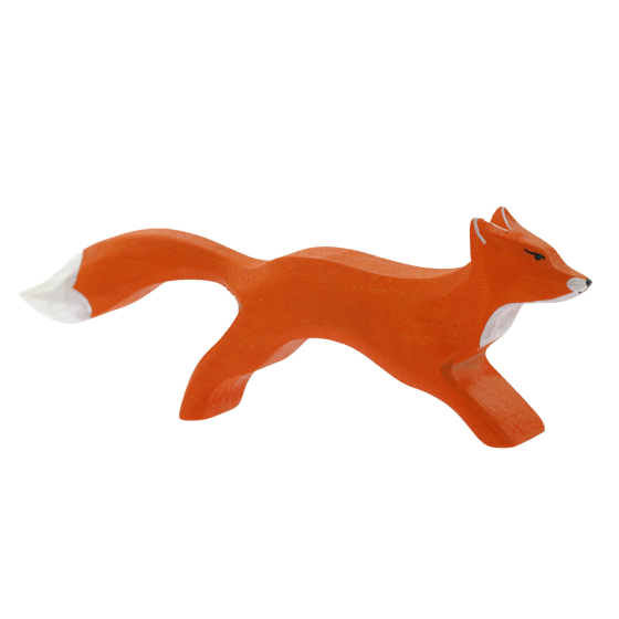 Bumbu childrens hand carved wooden fox toy figure on a white background