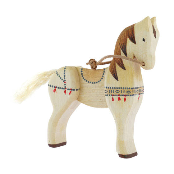 Bumbu plastic-free wooden steed animal toy stood on a white background