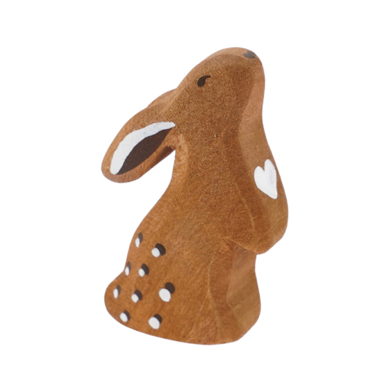 Bumbu plastic-free curious wooden rabbit toy figure on a white background