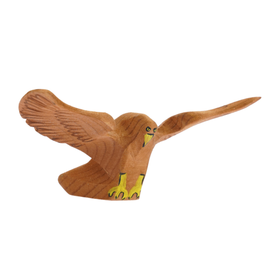 Bumbu plastic-free wooden eagle toy figure on a white background