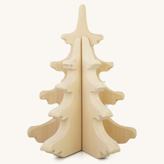 Bumbu large natural wooden pine tree toy on a beige background