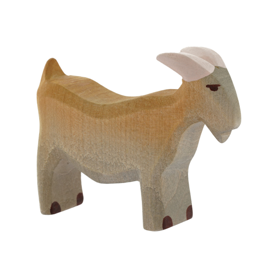 Bumbu handmade wooden billy goat toy on a white background