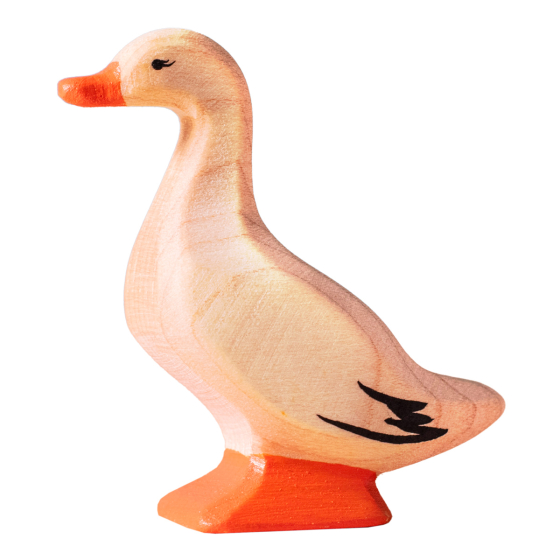 Bumbu handmade wooden duck toy figure on a white background