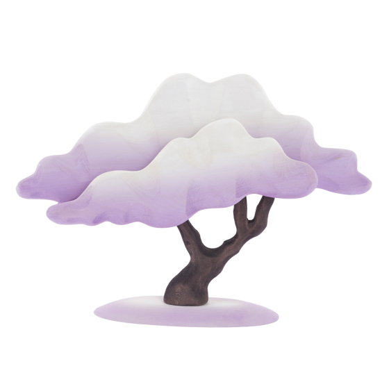 Bumbu handmade slotting purple Japanese maple tree toy on a white background