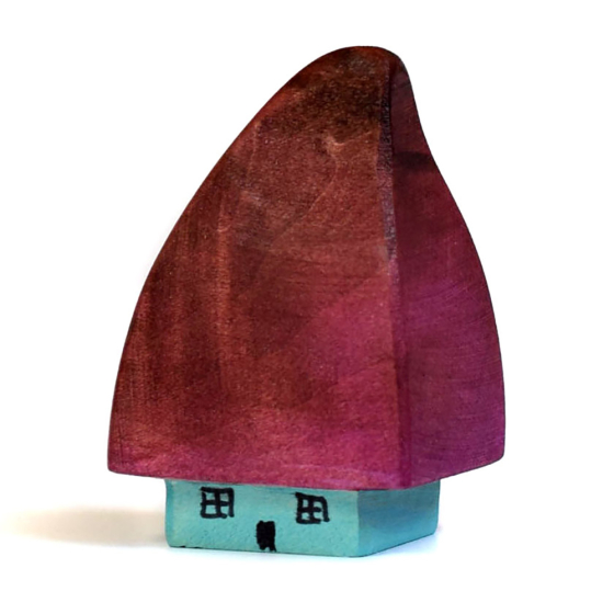 Bumbu eco-friendly coloured wooden transylvania traditional house toy on a white background