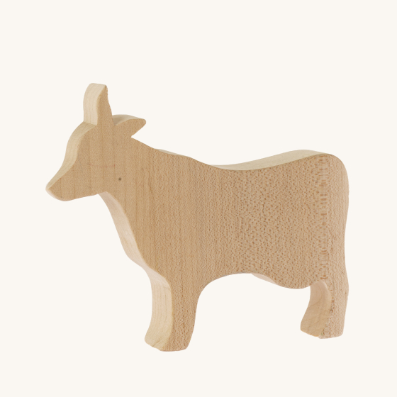 Bumbu Natural Wooden Giraffe - Paint Your Own. A hand crafted Cow in natural wood grain and with a smooth finish, on a cream background