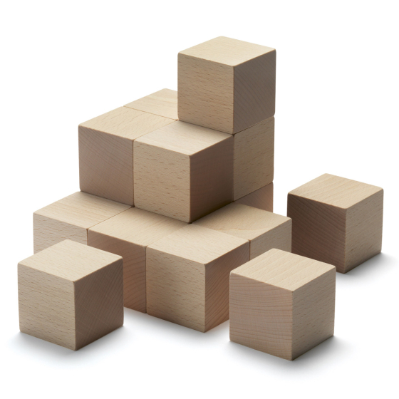 Cuboro plastic-free kids stacking marble run cubes set laid out on a white background