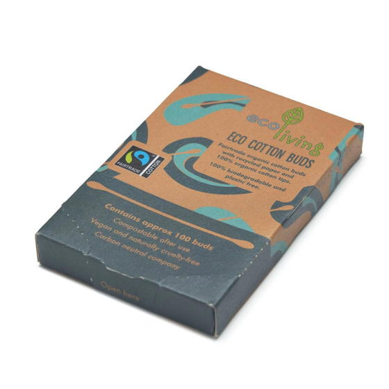 Ecoliving Organic Fairtrade Cotton Buds - 100 pack