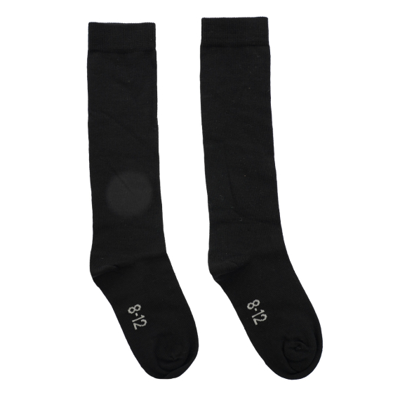 Eco Outfitters kids black organic cotton knee high socks on a white background