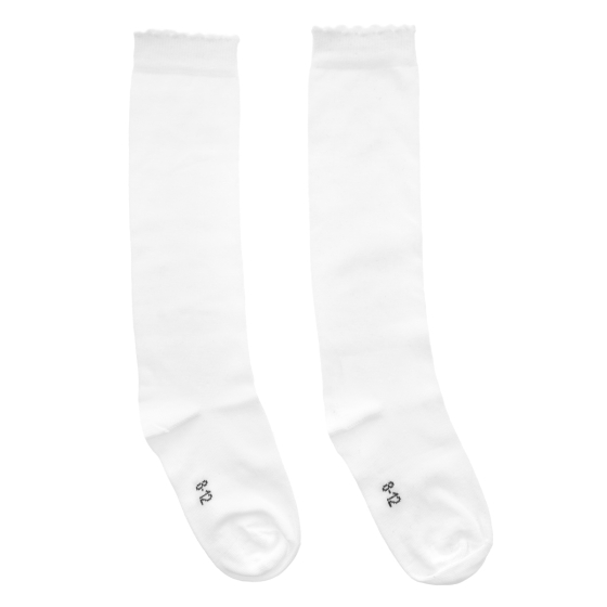 Eco Outfitters kids white organic cotton knee high socks on a white background