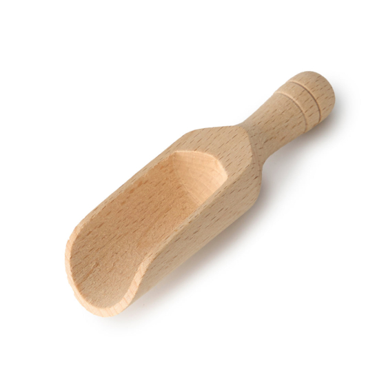 Ecoliving beech wood kitchen scoop 10cm on a white background