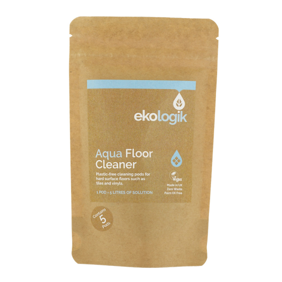 Ekologik plastic-free aqua floor cleaner pods on a white background