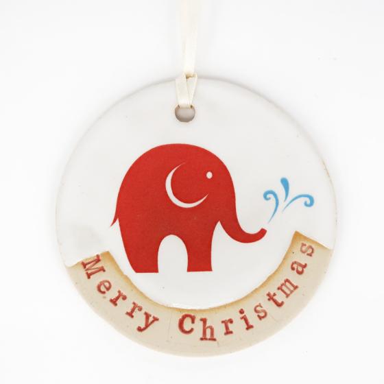 Babipur Elephant Merry Christmas Decoration