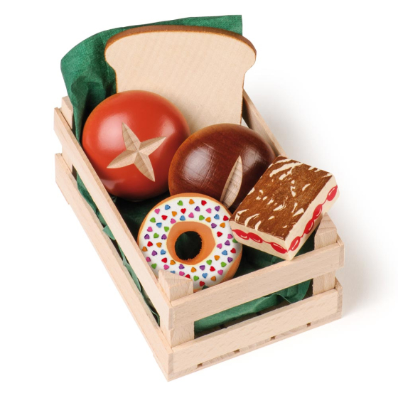 Erzi Small Assorted Baked Bread Goods Wooden Play Food Set