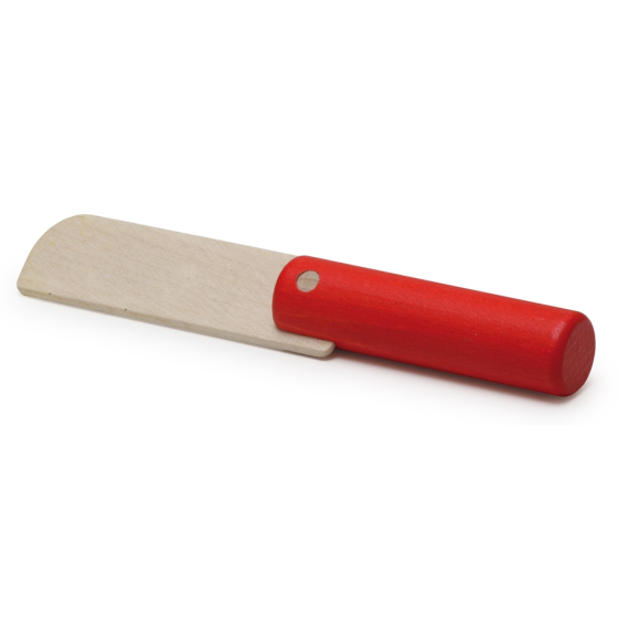 Erzi Big Wooden Toy Knife with a red handle, plain background