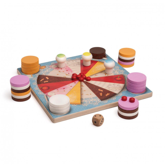 Erzi wooden cake tower family board game on a white background