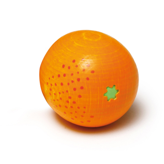 Erzi Orange Wooden Play Food fruit toy on a plain background
