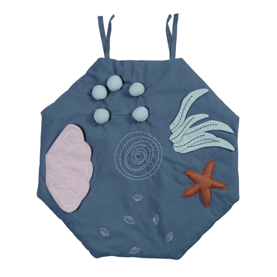 Fabelab organic cotton baby activity blanket in the underwater theme on a white background