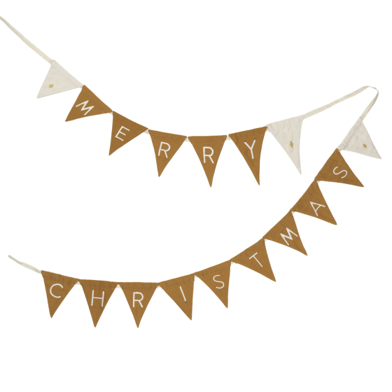 Fabelab soft organic cotton Merry Christmas hanging garland decoration on a white background