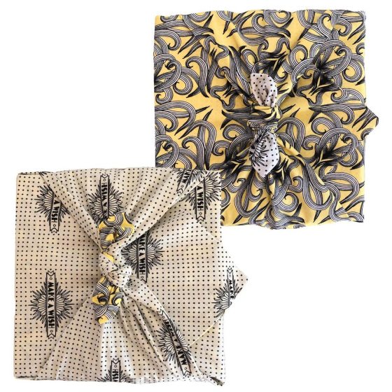 FabRap Double Sided Reusable Gift Wrap - Sunshine & Make A Wish