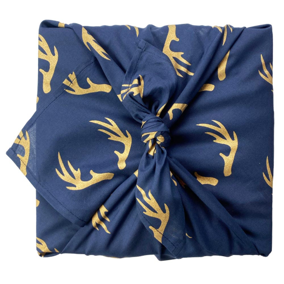 FabRap Single Sided Reusable Gift Wrap - Midnight Reindeer