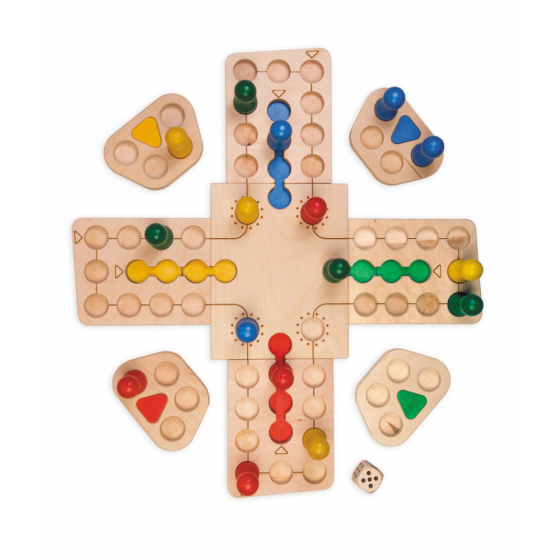 Fagus enchanted playground board game set up of four players on a white background