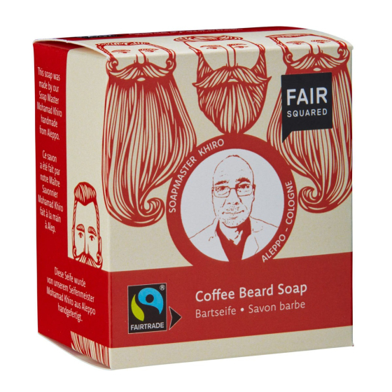Fair Squared zero waste coffee beard soap on a white background