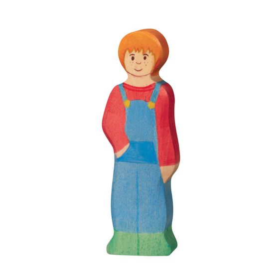 Wooden toy figure of a farmer's son.