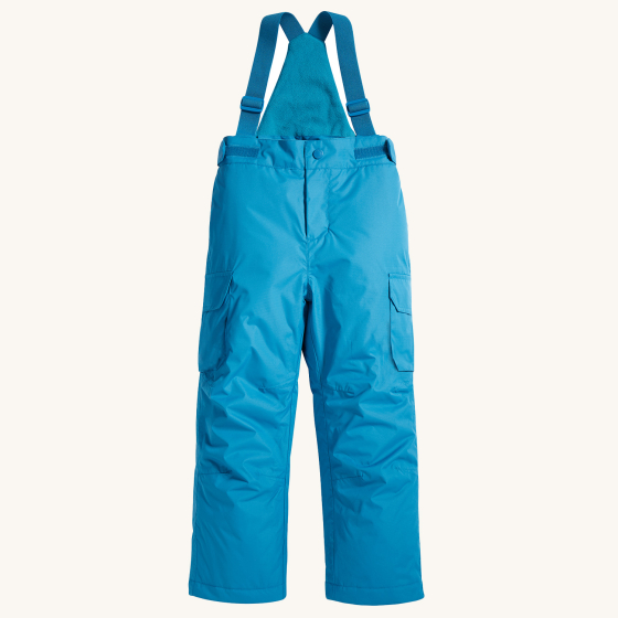 Frugi Snow And Ski Salopettes - Loch Blue, Front view on a plain background.