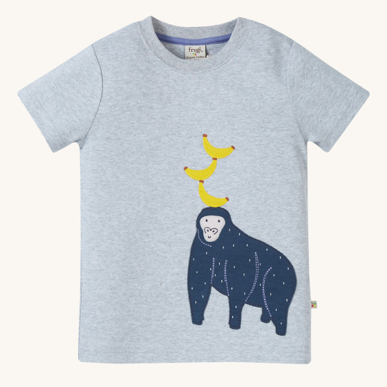 Frugi Little Carsen Applique T-Shirt - Gorilla