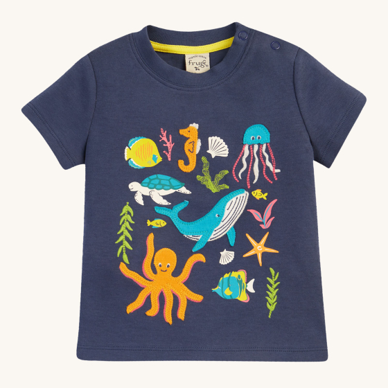 Frugi Little Creature Applique T-Shirt - Underwater