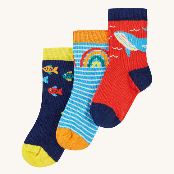 Frugi Little Socks 3-Pack - Rainbow Sea