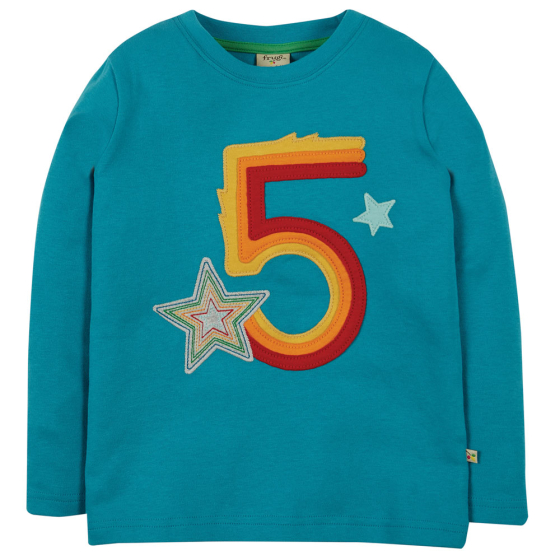 Frugi Tobermory Teal Star Magic Number Top 5-6 Years