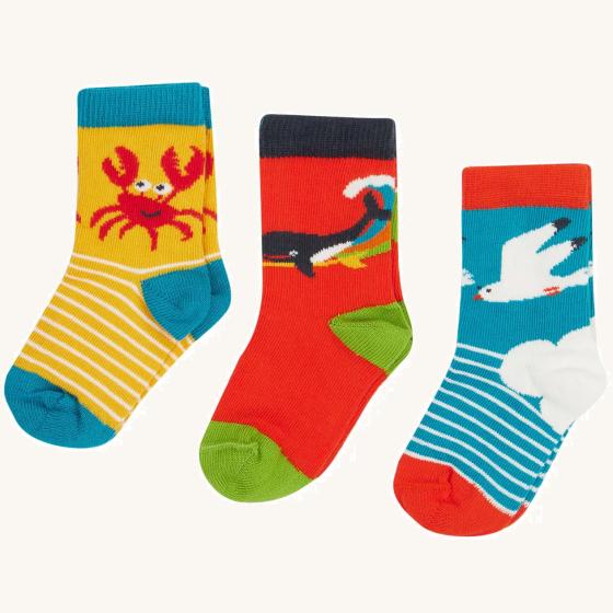 Frugi Little Socks 3-Pack - Sea Creatures