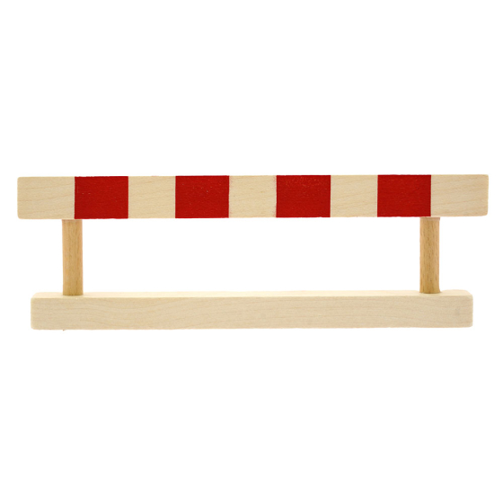 Gluckskafer childrens miniature wooden road barrier toy on a white background