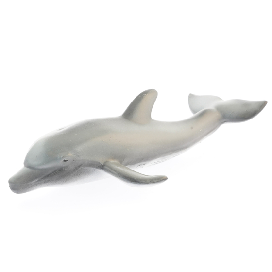 Green rubber toys eco-friendly dolphin toy on a white background
