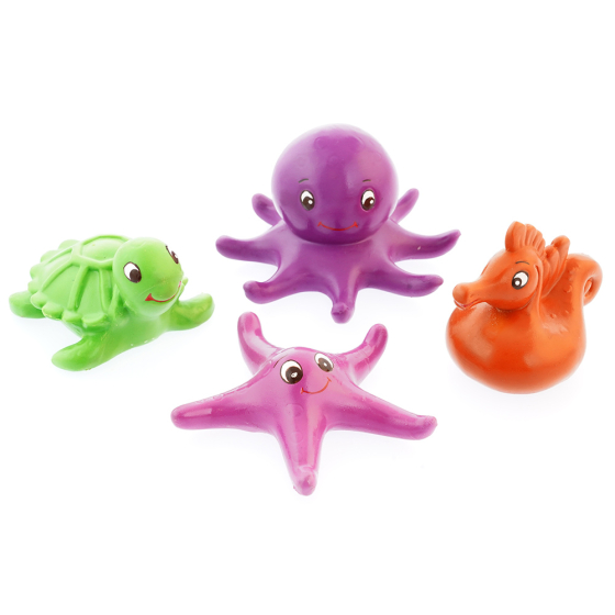 Green rubber toys eco-friendly sea creature toys on a white background