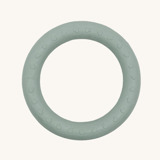 Hevea Kawan Baby Clutching and Teething ring using natural rubber in Seafoam colour, on a cream background