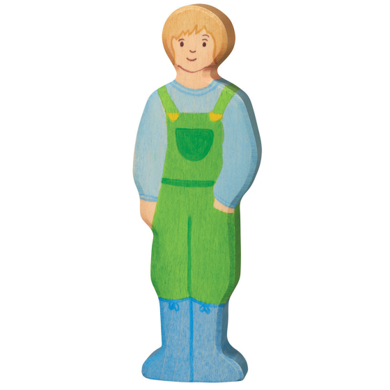Wooden toy figure of an adult male farmer.