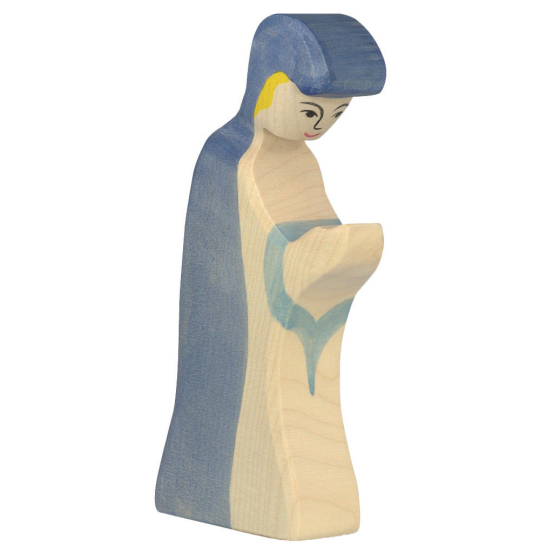 Holztiger Mary figure with blue gown pictured on a plain background 