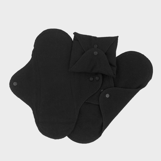 Imse Classic Cotton Flannel Regular Menstrual Pads 3 Pack - Black