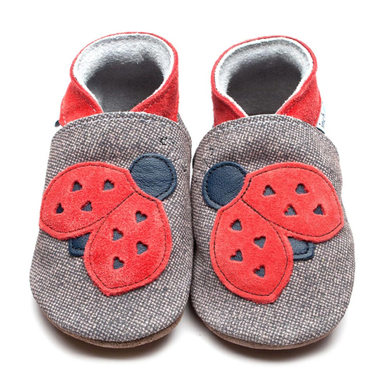 Inch Blue Leather Baby Shoes - Ladybird Denim on a white background