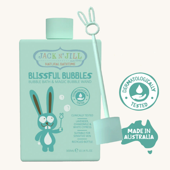 Jack N' Jill Blissful Bubbles Bubble Bath with Bubble Wand pictured on a plain background