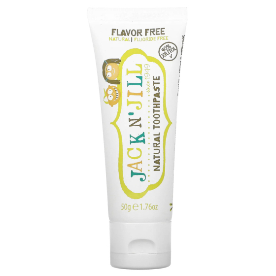 Jack N' Jill Flavour & Fluoride-Free Toothpaste in a 50g tube pictured on a plain white background