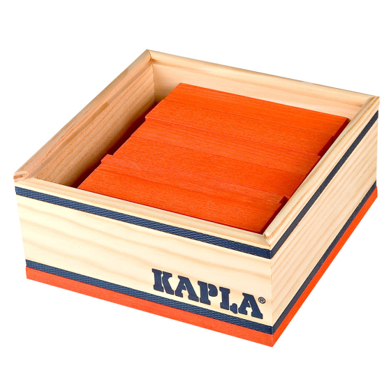 Kapla eco-friendly wooden building block toy on a white background
