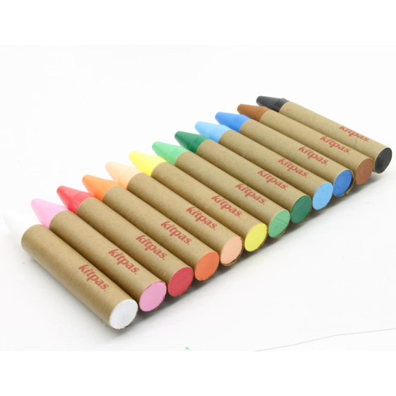 Kitpas Large 12 Coloured Crayons